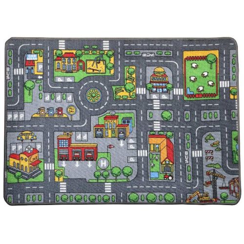 Universal Hobbies Large Street Play Carpet with Education Roads, City & Buildings - 52.4in x 37.4in PT-2911