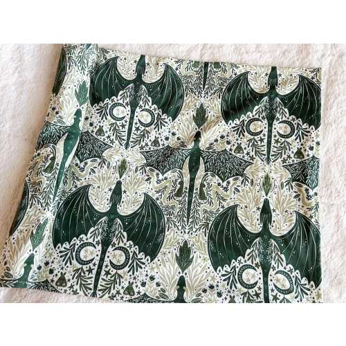 Neutral Green Dragons Jersey Swaddle, Baby Crib Blanket, Moon & Stars Crib Bedding, Newborn Baby Gift, Baby Boy, Fantasy Nursery