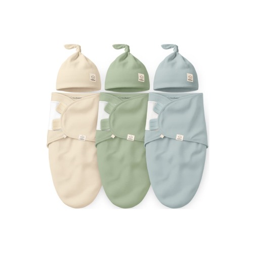 3-Pack Soothe Swaddle Wraps with Knot Hats, Medium