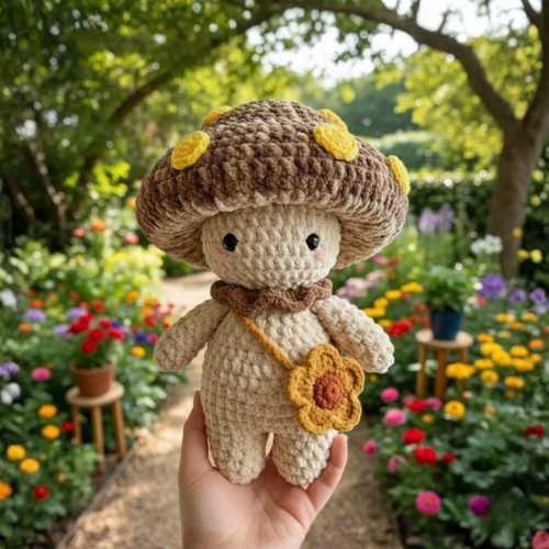 Mushroom Crochet Plush, Cute Amigurumi Mushroom Doll, Handmade Woodland Toy, Kawaii Forest Plush, Cottagecore Gift, Fall Decor, Nursery Gift