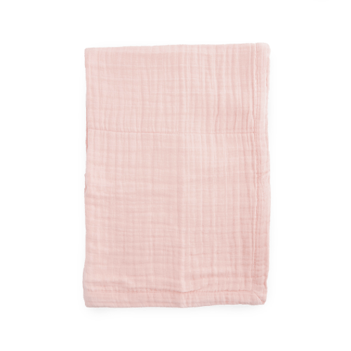 Cotton Muslin Baby Quilt - Light Pink