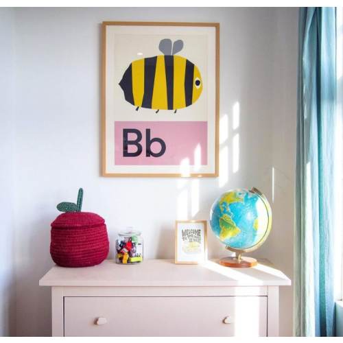 Bee Alphabet Print: Letter B Nursery Wall Art