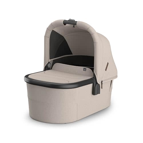 UPPAbaby Bassinet V3 - Compatible with Vista, Cruz, Ridge Strollers - Overnight Sleep Solution - Mattress, Sheet and Bug Shield Included - Ada (Sandstone Melange/Carbon Frame)