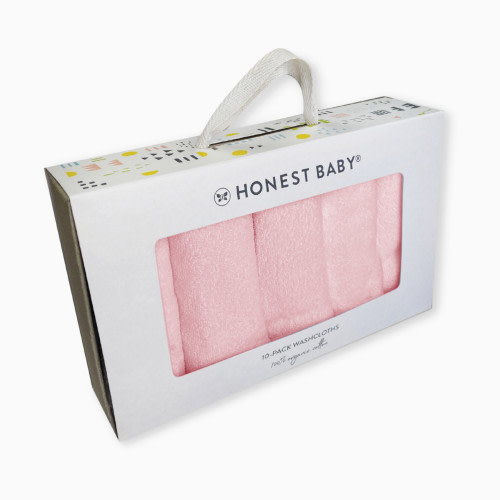 10-Pack Organic Cotton Baby Terry Wash Cloths - Pink