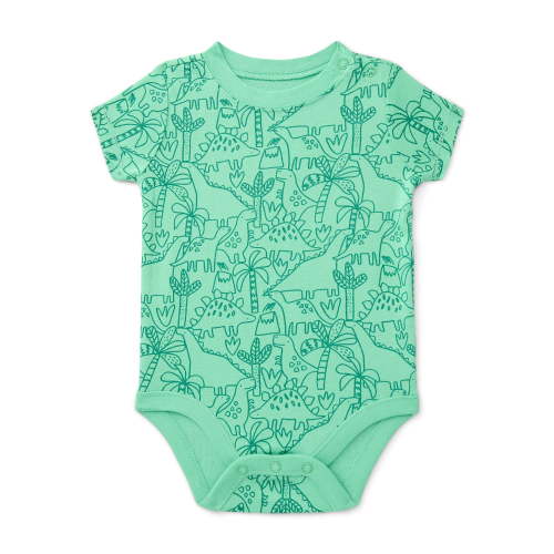 Wonder Nation Baby Boys Cotton Printed Bodysuit with Short Sleeves, Sizes 0M-24M