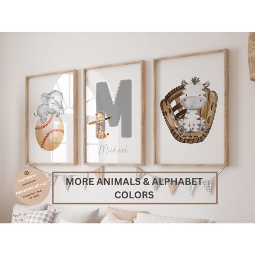 Animal Sports nursery art, Baby animal sports art, Boy Sports Nursery room, Animals Nursery Wall Art, Basketball, Football, Baseball Nursery