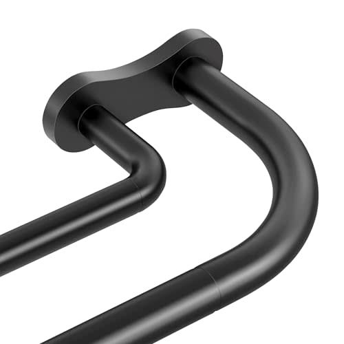 Double Curtain Rod 34-60 Inch, Black Dual Curtain Rods for Windows | Heavy Duty Adjustable Wrap Around Blackout Double Rods, Curved Room Darkening Spliced Drapery Pole, All Metal Easy to Install