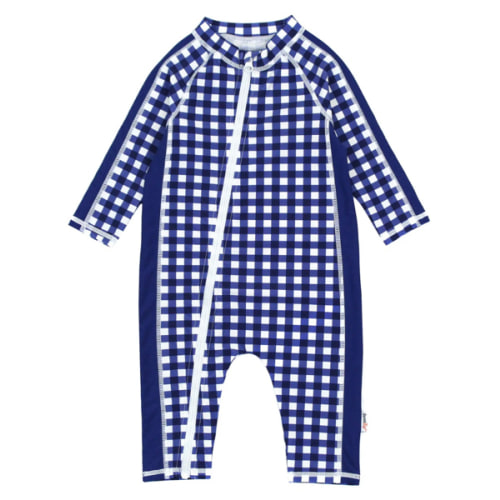 Sunsuit - Long Sleeve Romper Swimsuit | "Navy Gingham"