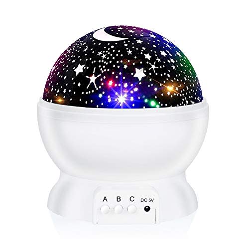 RICTLY Night Light for Kids, Kids Night Light Nebula 360 Degree Rotation - 4 LED Bulbs 12 Light Color Star Projector Changing with USB Cable, Romantic Gifts for Men Women Children