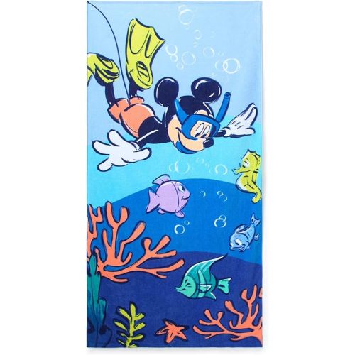 Disney Store Official Mickey Beach Towel with Mickey Mouse Screen Art on Topside - Measures 29" x 58" - Soft & Absorbent for Pool or Beach - Bath Towels for Kids Who Love Disney & Mickey