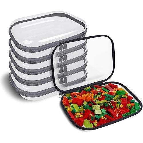 Clear Hard Shell Zipper Case,6PCS Transparent Clear Zipper Pouches,Hard Side Plastic Case Set,Portable Travel Storage Organizer Bins