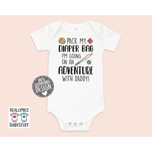 Explore Dungeons and Slay Dragons Bodysuit | Future DM Master Baby One Piece, Adventure Dice Baby, DND Nerdy Role-Playing Parent Shower Gift