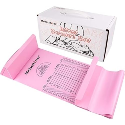 Medarchitect Baby Height Measuring Mat, Infantometer Ruler, Growth Height Chart for Newborns, Toddlers, Infants, Home Use and House Visits - Pink