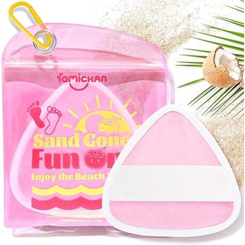 famichan Triangle Sand Remover for Beach, Family Vacation Essentials for Women, Kids & Baby, Girl Beach Must Haves, Sand Removal Bag for Cruise Travel Accessoriesn Towel-Pink