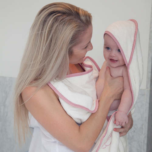 Cuddledry apron style hooded baby towel - pink