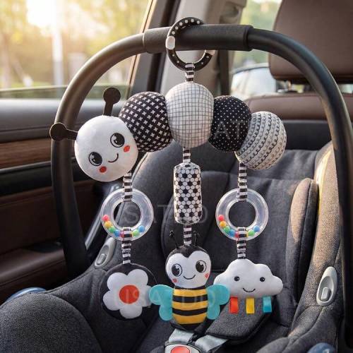 Infant Hanging Stroller And Car Seat Doll, Black & White High Contrast Animal Plush Rattle Doll, Newborn Sensory Plush Activity Doll, Suitable For 0-3-6-12 Months Baby Girls And Boys, Baby Shower Gift, Holiday Essential, Travel Essential | SHEIN USA