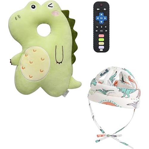 Baby Head Protector Backpack Head Protection Pillow, Baby Helmet for Crawling Walking and Baby Teething Toys 3Pcs Set