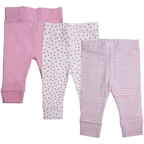 Spasilk Baby Cotton Pants for Newborns and Infants, Tapered, 3 Pack