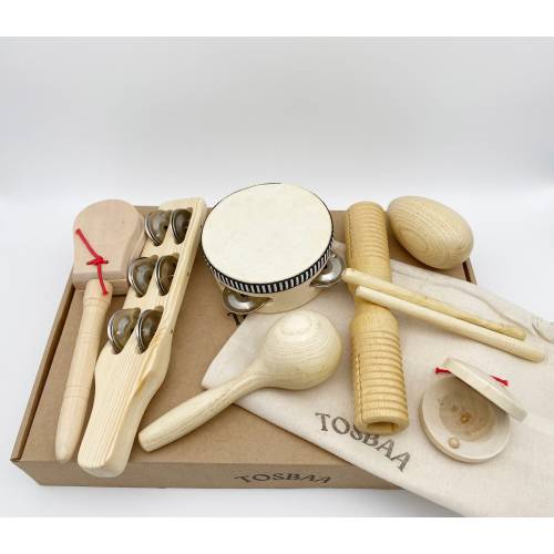 Montessori Wooden Musical Instrument Set: Natural Percussion Toys