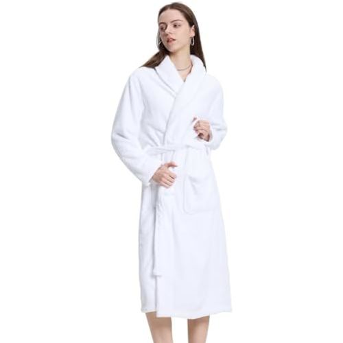 Women's Shawl Collar Bathrobe, Soft Long Towel Robes for Women - Super Absorbent Quick Dry yet Warm