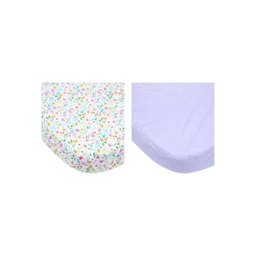 2 Pack 225 Thread Count Organic Cotton Fitted Bassinet Sheets - Floral - Floral - One Size