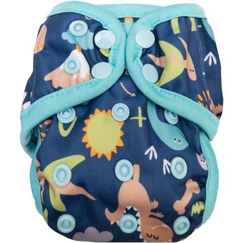 OsoCozy One Size Reusable Cloth Diaper Covers - Adjustable Snap Fit & Double Leg Gussets for Baby Boys & Girls from 8-35 Pounds - Dino Roar