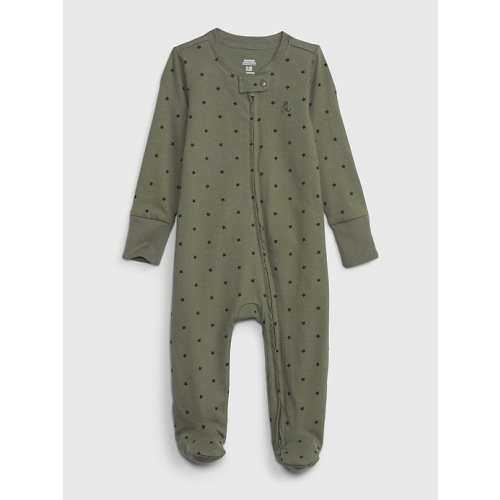 Baby First Favorites 100% Organic CloudCotton Footed One-Piece in green, size: 0-3 M