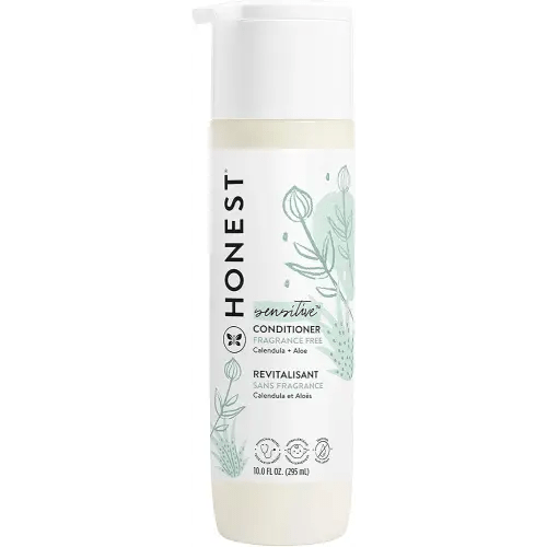 The Honest Company Silicone-Free Conditioner, Gentle, Hypoallergenic, Naturally Derived Ingredients, Fragrance-Free for Sensitive Skin, 10 fl oz