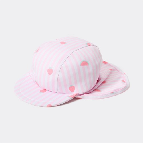 Dymples Baby Striped Strawberry Print Swim Hat - Pink