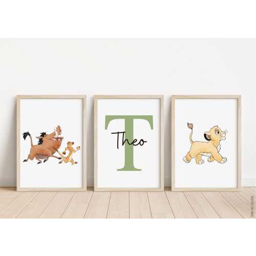 Set of 3 Lion King Inspired Personalised Name Print | Lion King nursery | Nursery print | Hakuna Matata quote print | Personalised baby