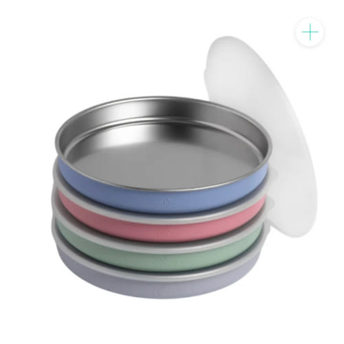 7.8" Stainless Steel Non-Divided Plates with Normal Sleeve (Sage/Blush/Lilac/MistyBlue)
