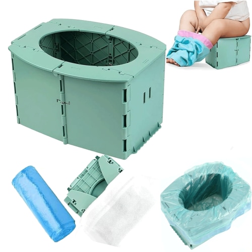 Upgraded 4 in-1 Portable Potty for Toddler Travel, Foldable Travel Potty Training Toilet Seat for Boys Girls with Disposable Bags