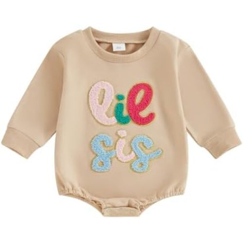 VISGOGO Newborn Baby Girl Boy Bubble Romper 3 6 9 12 18M Onesie Sweatshirt Long Sleeve Oversized Fall One-Piece Bodysuit
