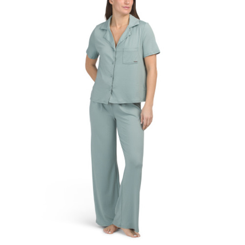 2pc Short Sleeve Notch Collar Top And Pants Pajama Set | Mother's Day Gifts | Marshalls