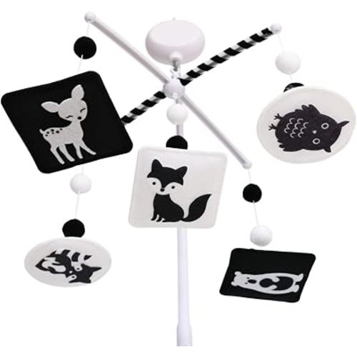 Montessori Mobile, Black and White Mobile for Baby (WoodlandSet)