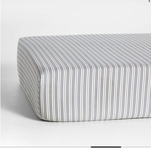 Frenchie Cloudy Blue 100% Organic Cotton Baby Crib Fitted Sheet by Leanne Ford