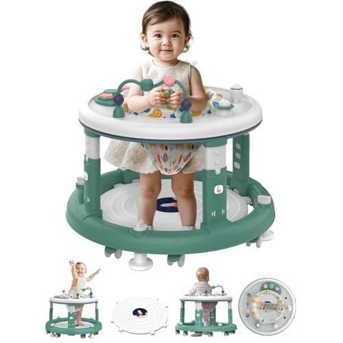 Baby Walker, Baby Jumper Activity Center, Baby Walkers and Activity Center, Baby Walker with Wheels for Boys Girls, Features 360 Degree Swivel Seat, Bounce Footpad for 6-18 Month(Green)