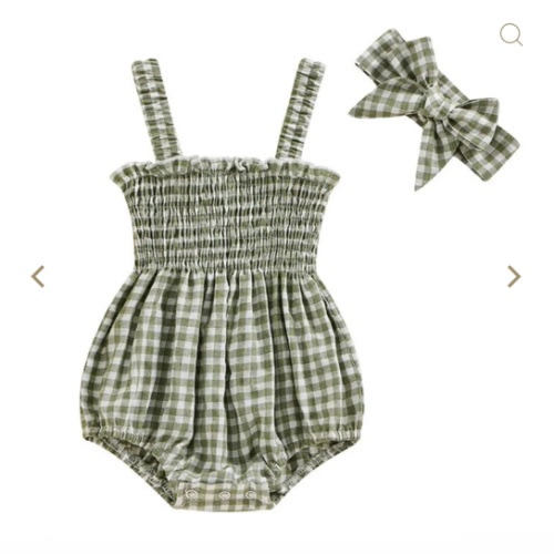 Pastel Gingham Onesie and Bow