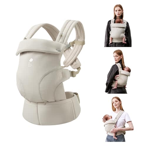 Bc Babycare CocoonGo Baby Carrier – CloudTouch Soft & Ergonomic Baby Carrier for 7–44 lbs | Easy to Wear, Adjustable Fit, Travel-Ready, Machine Washable (Light Beige)