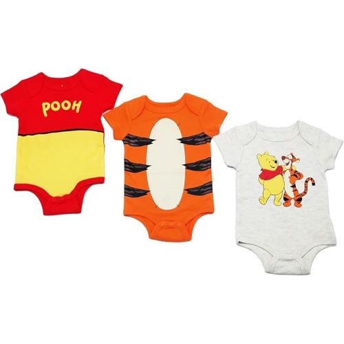 Magic Threadz Disney Clothes Baby Boys 3-Pack Bodysuits – Mickey, Toy Story, Pooh, Avengers, Pixar Newborn Outfit Set (0M-9M)