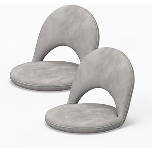 2Pcs Floor Chair, 5-Position Foldable Floor Chair for Kids with Adjustable Back, Soft Sponge & Velvetean Cover, for Adults and Kids, Indoor Outdoor Use, Meditation, Gaming, Camping (Gray)