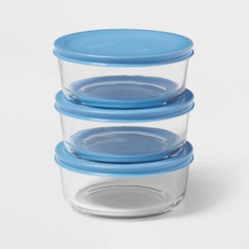 6pc set of 3 2c Round Glass Food Storage Container Set - Room Essentials™