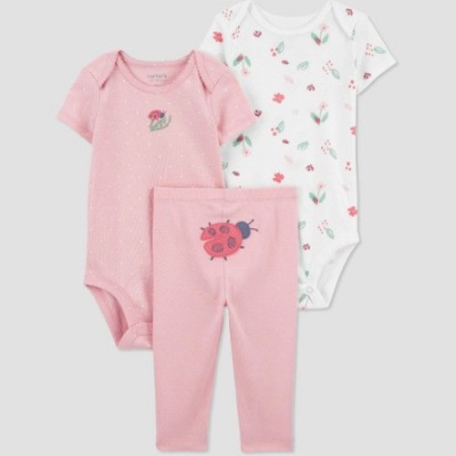 Carter's Just One You® Baby Girls' Ladybug Floral Top & Bottom Set - Pink 3M