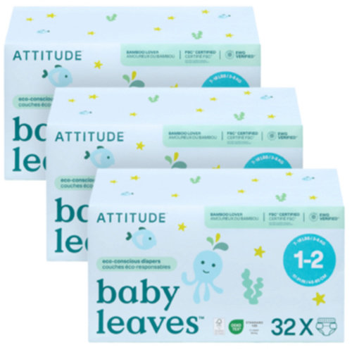 ATTITUDE Disposable Unscented Diapers Size 1-2 Bundle