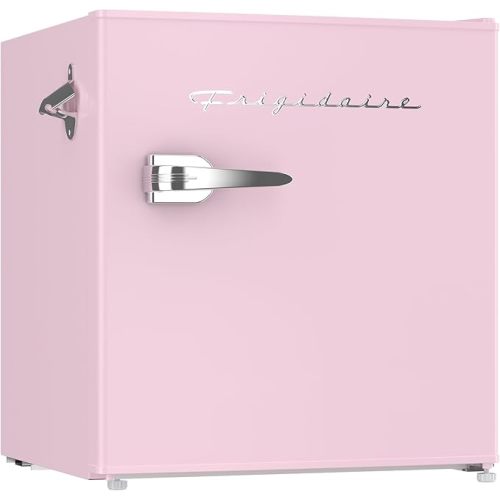 Frigidaire EFR176 Retro Compact Fridge with Chiller Mini Refrigerator with Built-in Bottle Opener for Office, Bedroom, Dorm Room or Cabin, 1.6 cu ft 16" D x 18" W x 18.5" H, Pink