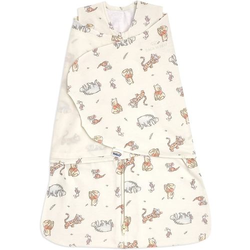 HALO Disney Baby 100% Cotton Sleepsack Swaddle, 3-Way Adjustable Wearable Blanket, TOG 1.5, Winnie Frolic, Newborn, 0-3 Months