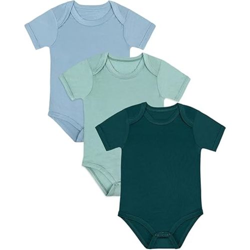Bamboo Rayon Baby Bodysuit,Short Sleeve Bodysuits Solid Color Outfits for Infant Boys Girls Soft Clothes