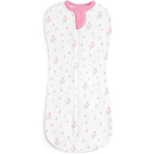 Baby Swaddle 0-2 Months, Cotton Arm-In Zipper Sleep Sack, Wearable Blankets Wrap for Newborn Infant Girls (Floral, Pack of 1)