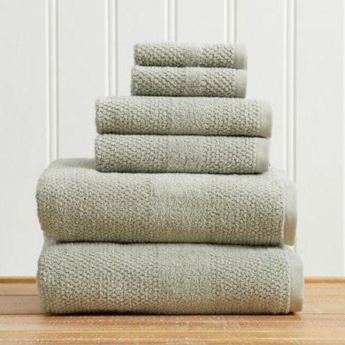 Quick-Dry Cotton Textured Bath Towel Set - Great Bay Home (6-Piece Set, Eucalyptus)