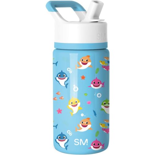 Simple Modern Kids Summit Water Bottle with Straw Lid | Baby Shark 14oz Stainless Steel Cup Insulated Tumbler for Toddlers, School | Baby Shark Friends